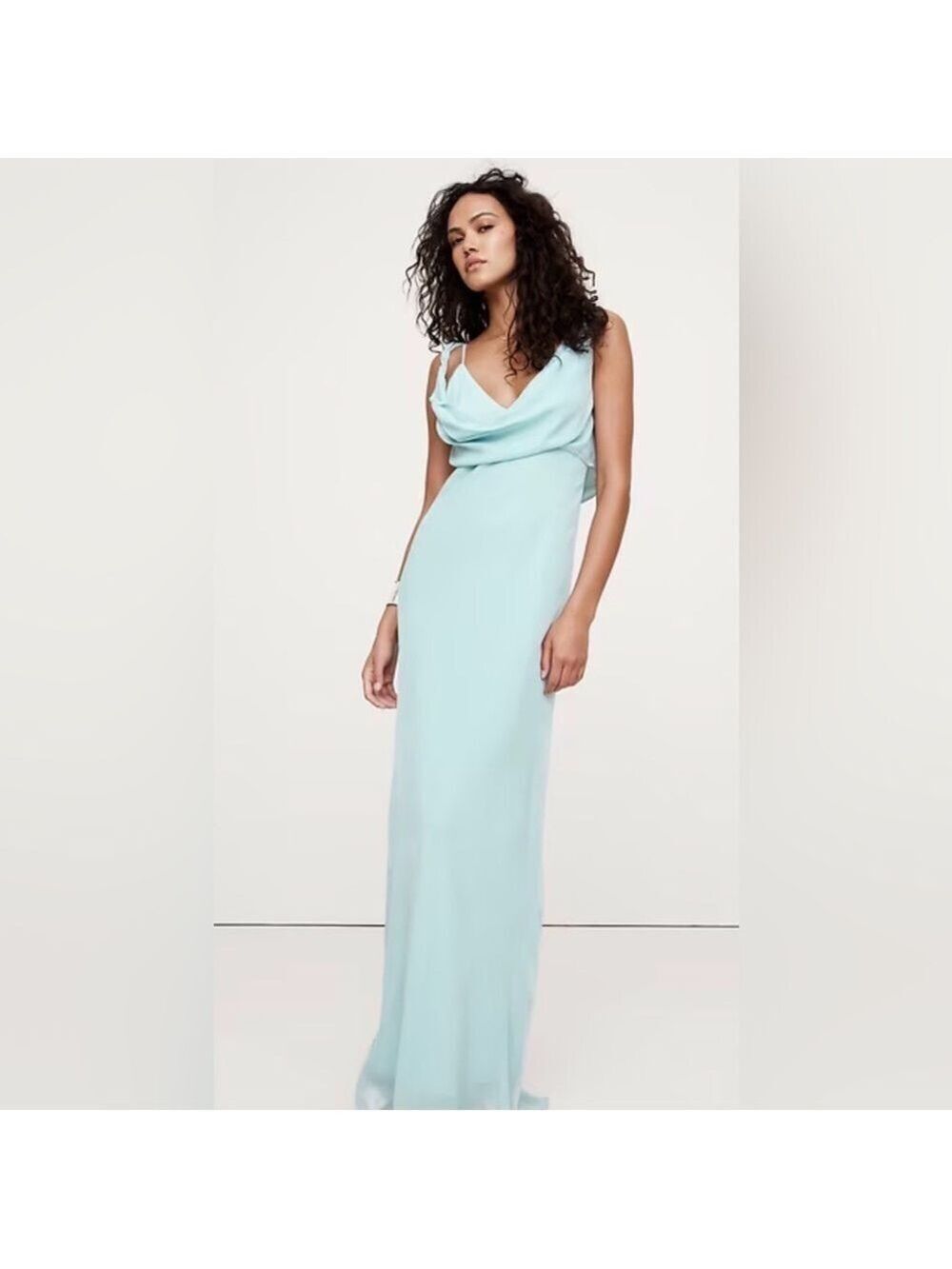 Banana Republic Sheer Chiffon Goddess-Draped Twisted Shoulder Maxi Dress NWT 18